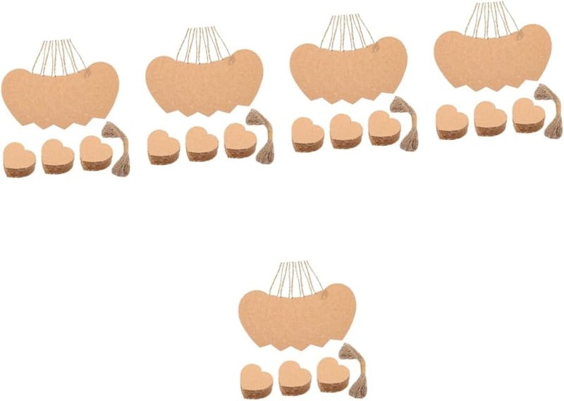 5 Kraft Heart Shaped Tags With String For Valentine Crafts And Party Favors - Image 1
